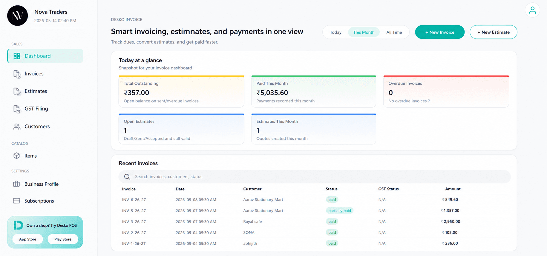 Dashboard screenshot