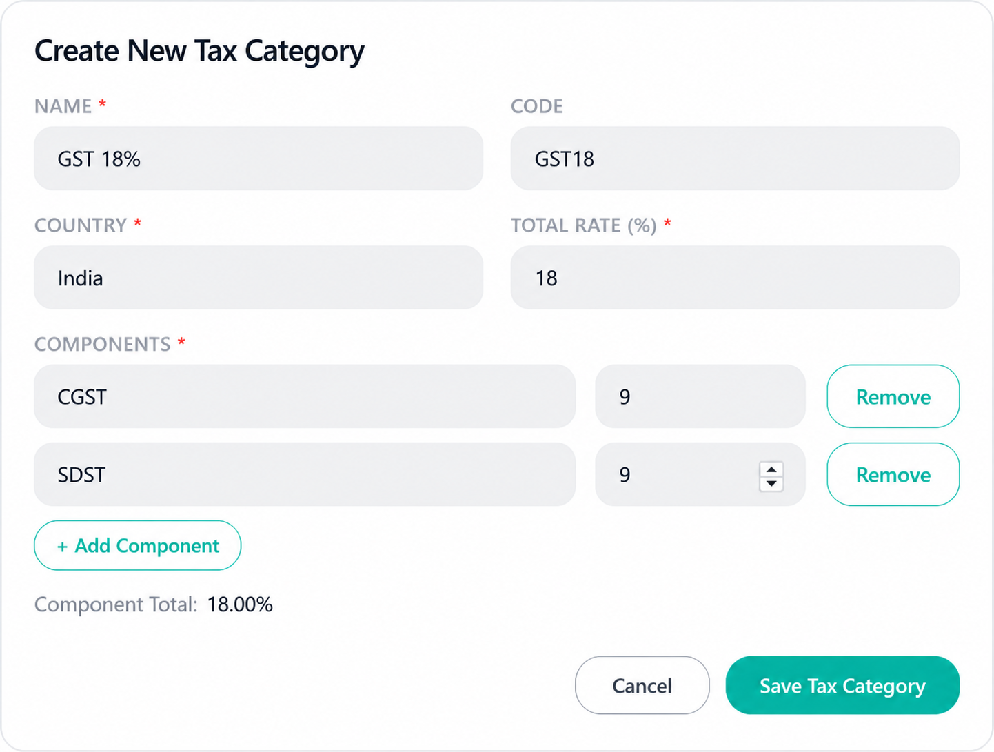 Create new tax category