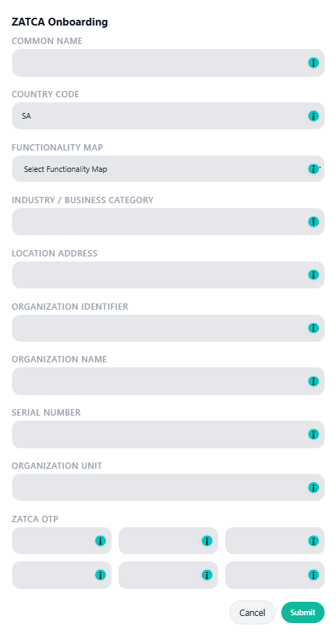 ZATCA onboarding status/details (placeholder)