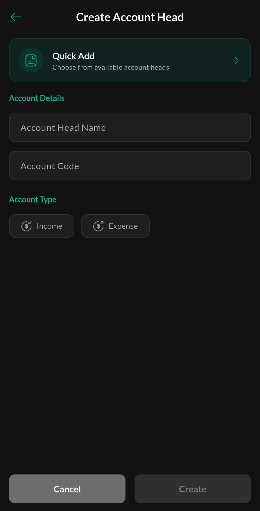 Create Account Head
