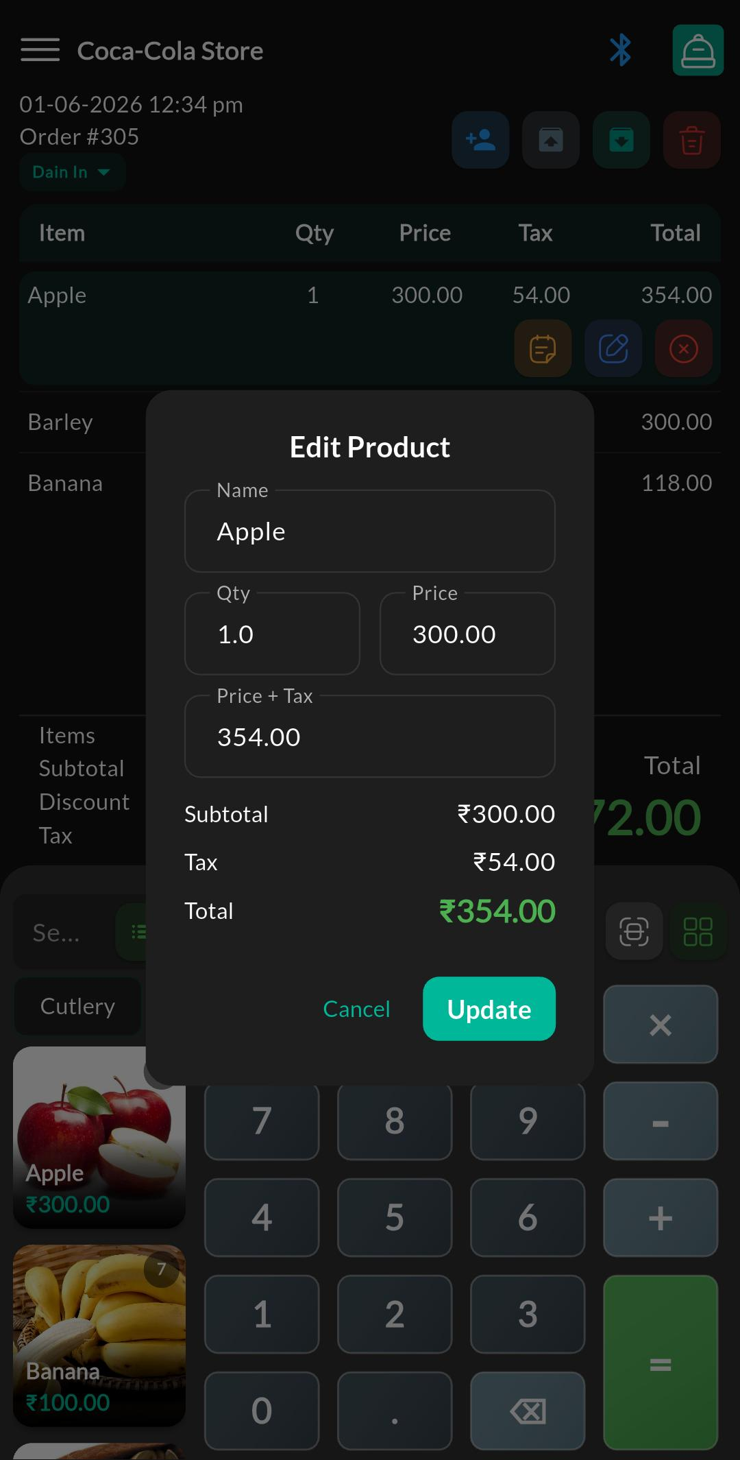 Bill Items (Cart)