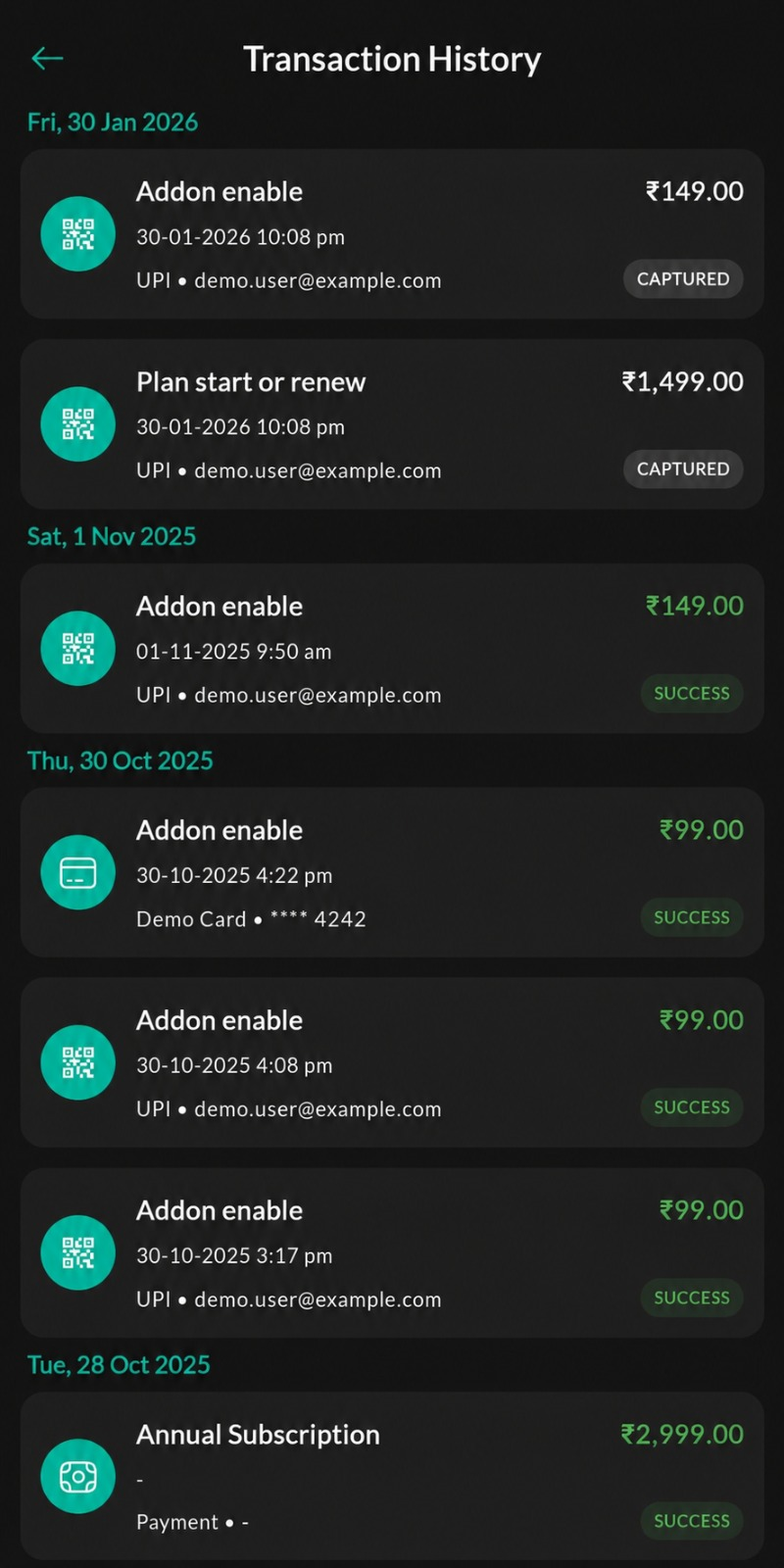 Subscription Transactions