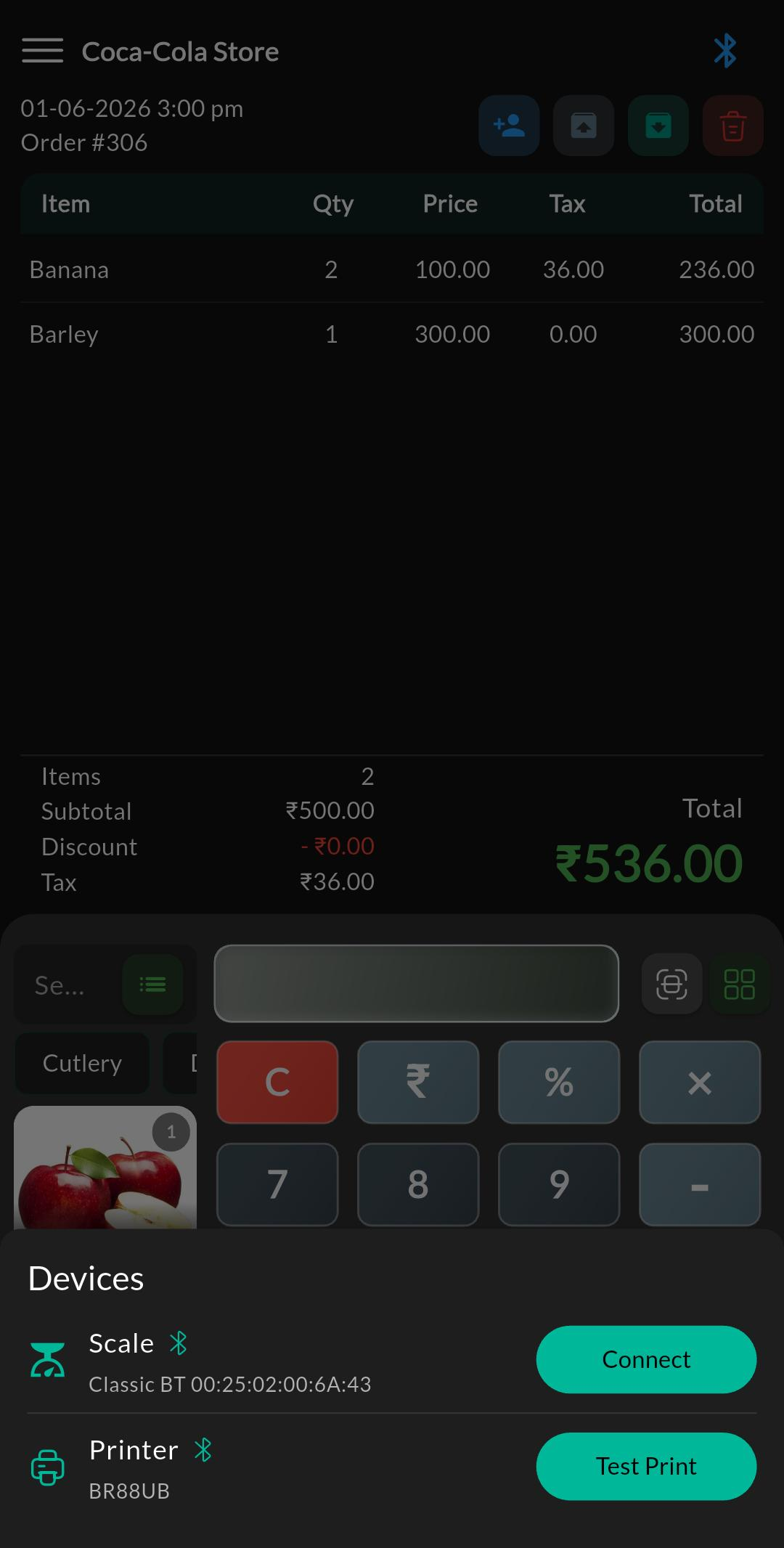 Connect Printer & Weighing Scale