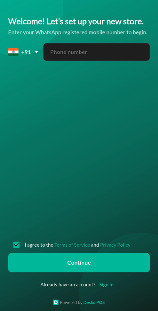 Account Setup (WhatsApp Number)