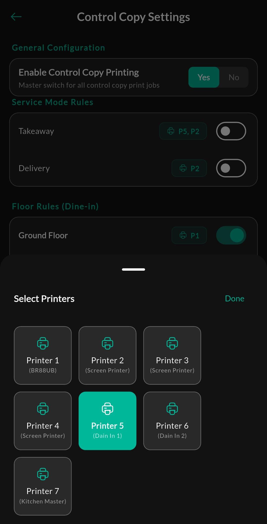 Control Copy Printer Mapping