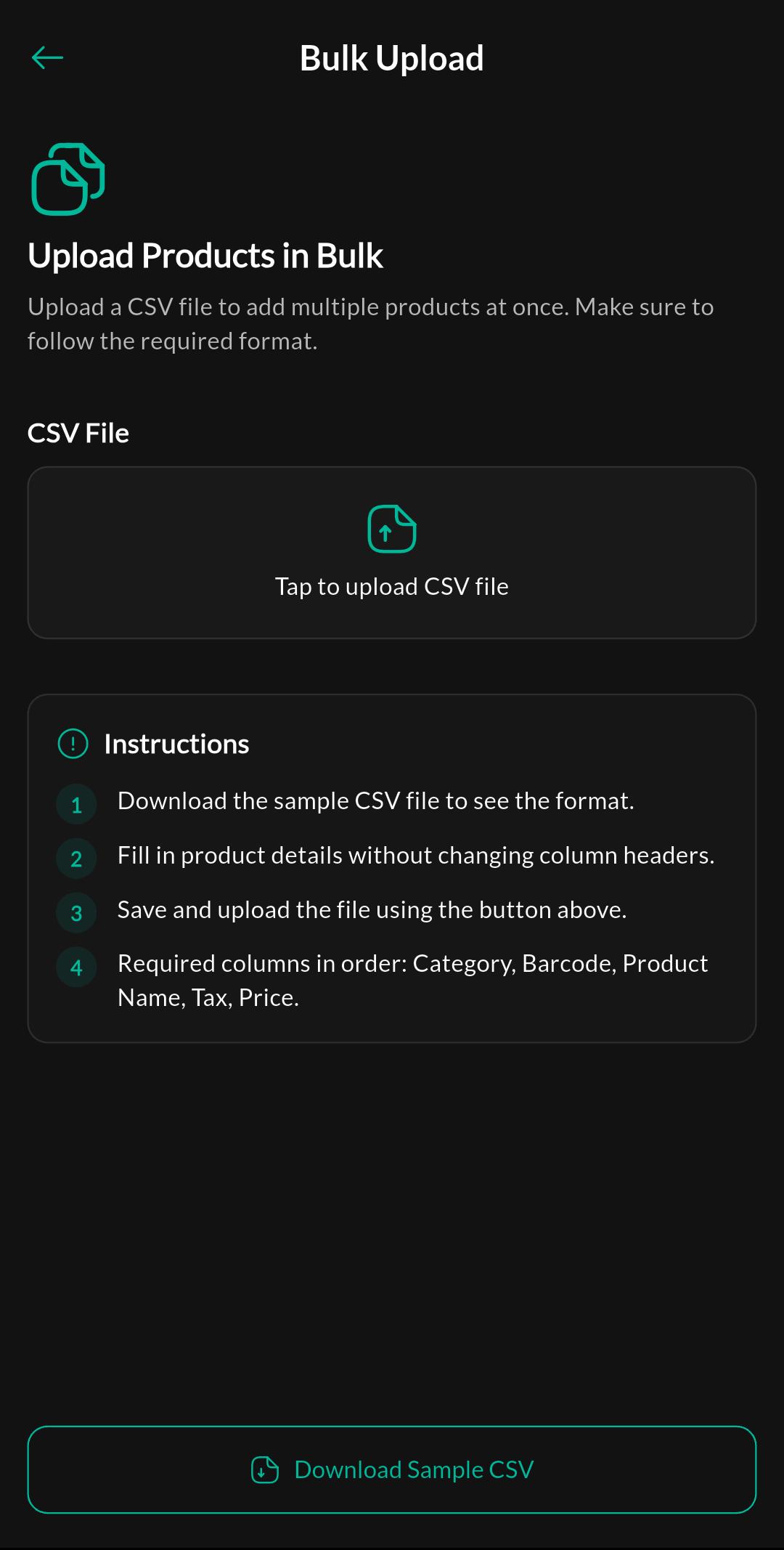 Products - Bulk Upload
