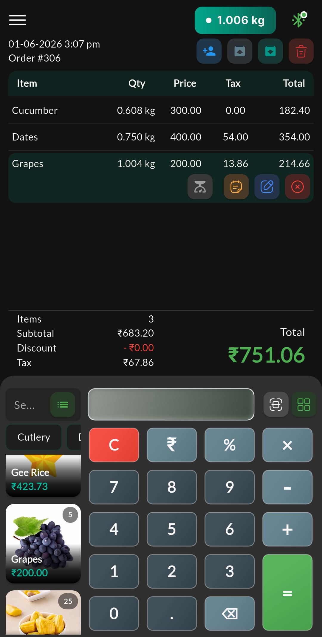 Weight/Scale-Based Product Billing